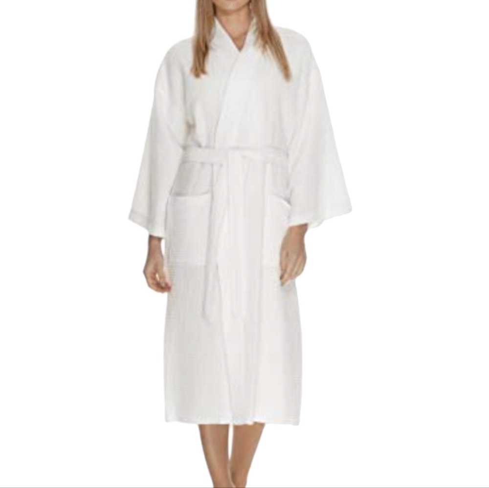 Boca Terry White Waffle Kimono Bathrobe - Size 2xl
